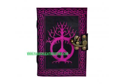 INDIA Handmade Celtic leather journal note book peace sign leather travel book Handmade 120 paper 